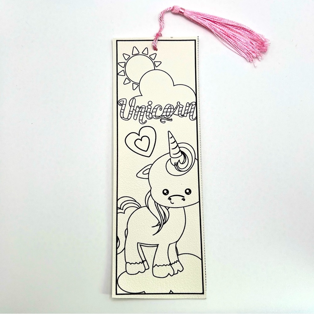 🦄 Unicorn “color me” bookmark, vegan, leather, handmade